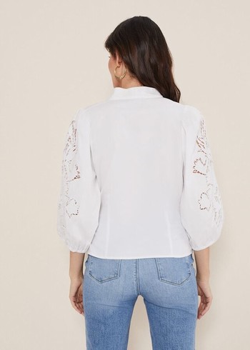 Phase Eight Kacey Broderie Shirts White Australia | UP9576428